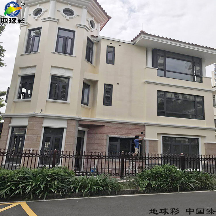 东莞三正花园外墙使用地球彩牌油性外墙漆喷涂施工