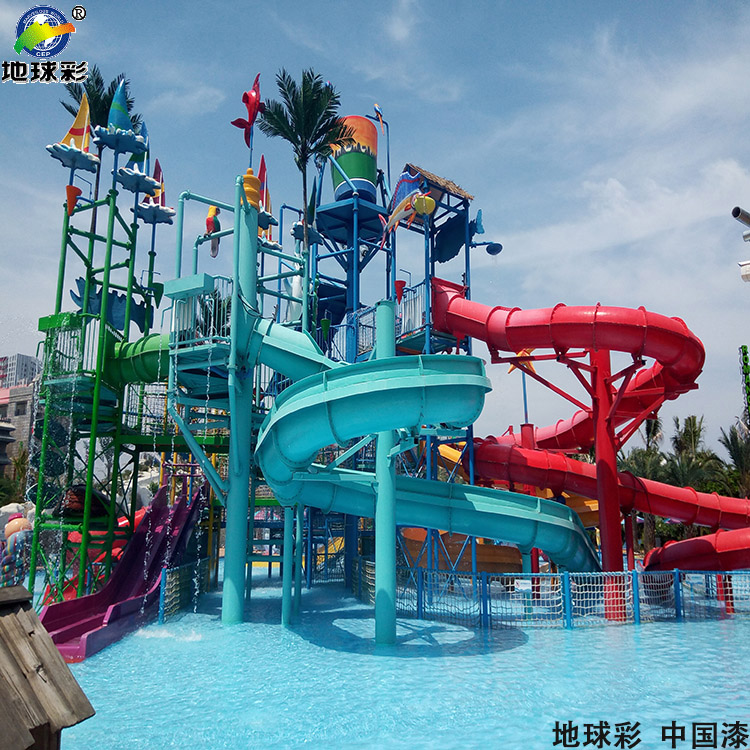 深圳观澜生态水上乐园用地球彩油漆如何喷涂玻璃钢